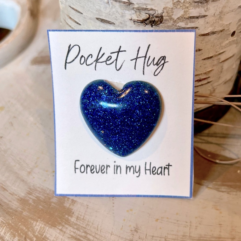 Pocket hug small gift to show someone you care. Resin/alcohol ink.